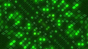 Glowing green digital data lights blinking and flashing background. HD looping abstract data technology motion background animation with glitch effect. video