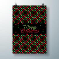 Christmas and New Year Illustration with Typography Letter and Abstract Color Texture Pattern on Dark Background. Holiday Season Celebration Design for Greeting Card, Party Invitation or Promo vector