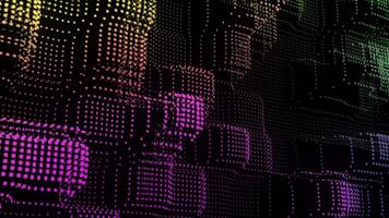 Digital image featuring purple, yellow, and green background with dotted pattern video