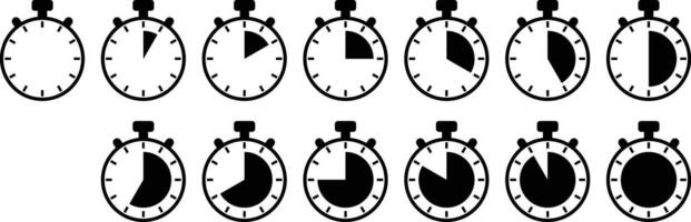 Set of stopwatch sign for multi purpose. Time remaining symbol. vector