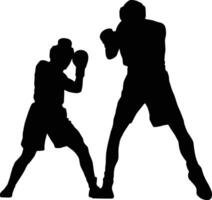 People prepare for boxing match silhouette vector