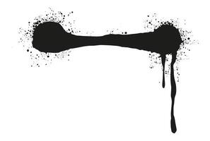 Black ink splatter in the shape of a dumbbell showing dripping effect along with artistic ink spray flat illustration on white background symbolizing creativity vector