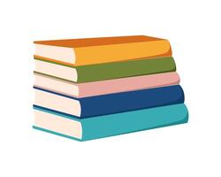 Flat illustration of a stack of colorful books with a white background and multiple colors in the stack vector