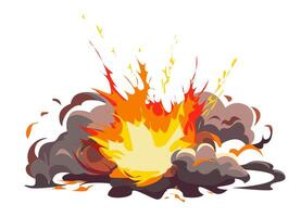 Dynamic explosion depicted in flat illustration style showcasing dynamic energy with vibrant colors perfect for scenarios requiring high impact visuals vector