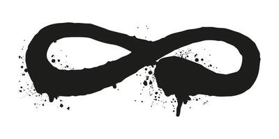 Flat illustration of an infinite symbol represented with black paintbrush strokes and splatters clean and minimalistic style vector