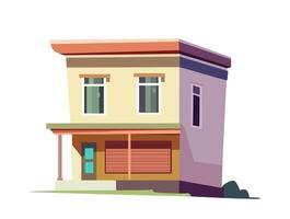 This illustration features a two-story house with modern design elements and pastel colors the flat style art is ideal for real estate or architectural content vector