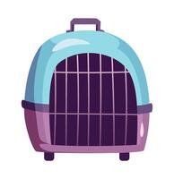 Pet carrier flat illustration showing a container used for safely transporting pets lightweight and equipped with airholes and handle vector