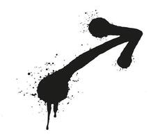 Abstract artistic arrow with splatter effect created in black ink Flat illustration depicting a bold black arrow with splatter detailing in a creative and artistic manner vector