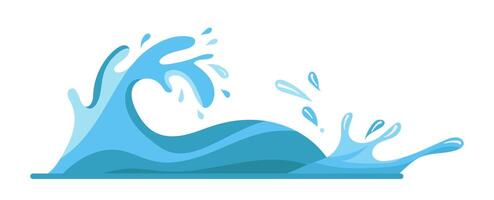 abstract ocean wave design featuring fluid and dynamic water movement in a flat illustration style emphasizing the beauty and serenity of the sea and its waves crashing and splashing vector