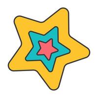 Flat illustration of colorful stars layered in pastel shades The star shapes are in bright colors and are stacked together to form a unique abstract design vector