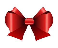 Red ribbon bow flat illustration festive decoration gift wrapper large bright bow decorative accessory in realistic style commonly used in gift wrapping and event decorations vector