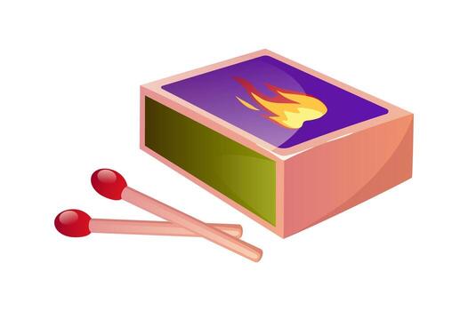 Matchbox with two matches illustration flat illustration isolated on white both objects are designed using modern vectors for a sharp clean look ideal for graphic design
