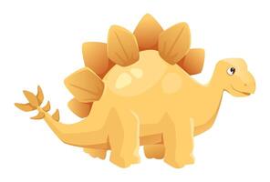 A friendly yellow stegosaurus illustration This flat dinosaur features plates on its back rendered in a playful cartoon style perfect for kids vector