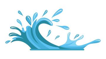 Flat illustration of a water splash showcasing a dynamic blue wave perfect for aquatic themed design work or digital art projects vector