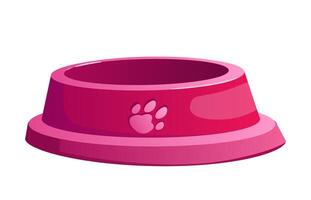 Red pet bowl with a paw print flat illustration isolated on a white background suitable for any pet related graphic vector