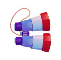 A illustration showing a pair of modern binoculars with a mix of red and blue accents on a white background flat illustration vector