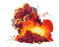 Vivid illustration depicting a dynamic explosion with colorful smoke rendering a flat style image vector