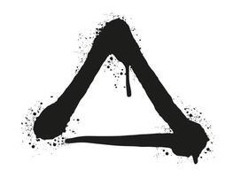 Black ink triangle illustration with splatters in flat style clean lines and bold color vector