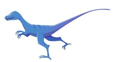 blue dinosaur a flat illustration showing a velociraptor with distinct blue and dark blue colors the dinosaur is depicted in a running stance with sharp claws and a long tail vector
