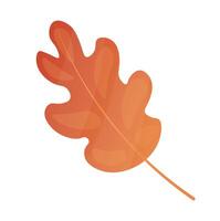 This image showcases a bright orange autumn leaf with detailed veins and crisp edges presented in a soft gradient shading flat illustration style vector