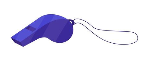 Blue whistle in flat illustration style This whistle is often used as a blowing and alert tool by referees and coaches in various sports activities vector