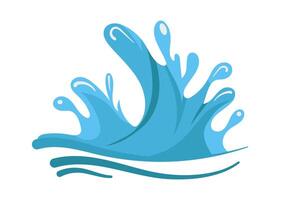 Water splash illustration created in a flat and dynamic style using various shades of blue designed with flowing and smooth lines vector