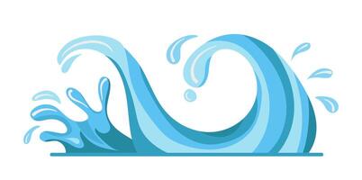 Ocean wave splashing in a flat illustration featuring abstract blue and white water showing motion and energy in a digital drawing fluid dynamics and fluidity abstract splash art wave scenery vector