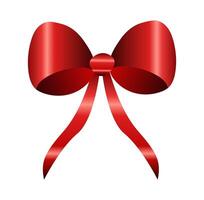 Red ribbon bow illustration with smooth gradients and shadows flat illustration vector