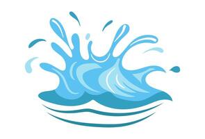 Water splash flat illustration showing a dynamic and energetic blue splash vibrant and stylized illustration emphasizing movement vector