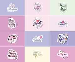 Express Your Love with Valentine s Day Typography and Graphics Stickers vector