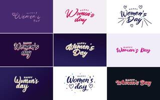Happy Women s Day typography design with a pastel color scheme and a geometric shape element illustration vector