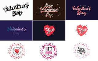 Happy Valentine s Day banner template with a romantic theme and a pink and red color scheme vector
