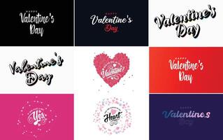 Happy Valentine s Day greeting card template with a romantic theme and a red and pink color scheme vector