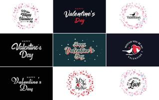 Happy Valentine s Day banner template with a romantic theme and a pink and red color scheme vector