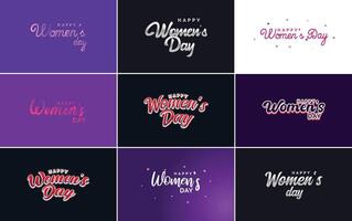Set of Happy International Woman s Day signs emblems and design elements including signs labels and badges collection suitable for use in a variety of designs vector
