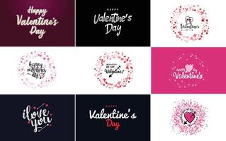 Happy Valentine s Day typography design with a heart shaped balloon and a gradient color scheme vector