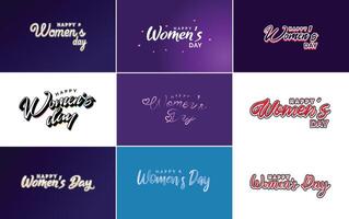 Set of Happy International Woman s Day signs and emblems design elements signs labels and badges collection vector
