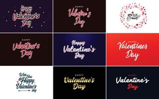 Happy Valentine s Day greeting card template with a romantic theme and a red and pink color scheme vector