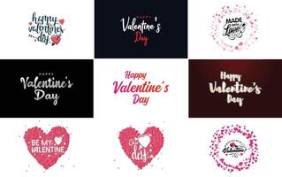 Happy Valentine s Day banner template with a romantic theme and a pink and red color scheme vector