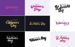 International Women s Day hand written typography background with a gradient color scheme vector