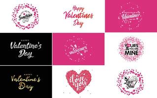 Happy Valentine s Day greeting card template with a romantic theme and a red and pink color scheme vector