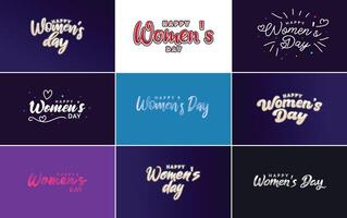 Set of Happy International Woman s Day signs emblems and design elements including signs labels and badges collection suitable for use in a variety of designs vector