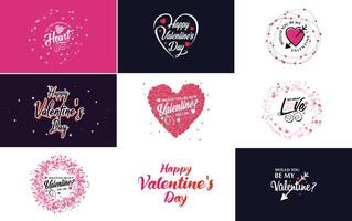 Happy Valentine s Day banner template with a romantic theme and a pink and red color scheme vector