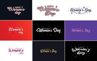 Happy Women s Day typography design with a pastel color scheme and a geometric shape element illustration vector