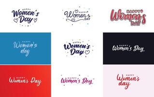 Happy Women s Day design with a realistic illustration of a bouquet of flowers and a banner reading March 8 featuring a gradient color scheme vector