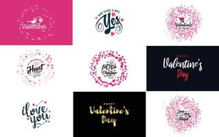 Happy Valentine s Day greeting card template with a romantic theme and a red and pink color scheme vector