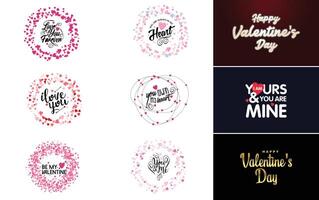 Happy Valentine s Day banner template with a romantic theme and a red color scheme vector