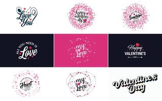 Love word art design with a heart shaped gradient background vector