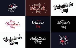 Happy Valentine s Day greeting card template with a romantic theme and a red color scheme vector