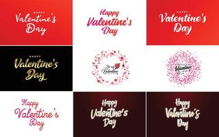 Love word hand drawn lettering and calligraphy with a cute heart on a red white and pink background Valentine s Day template or background suitable for use in Love and Valentine s Day concepts vector